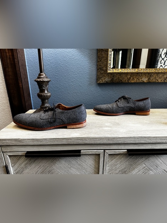 Taft Gray Wool Derby Shoes with Brown Sole